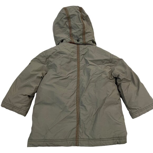 Armani Junior Toddler Boys Hooded Winter Coat 18M Faux Fur Trim Gray & Orange - Picture 7 of 10